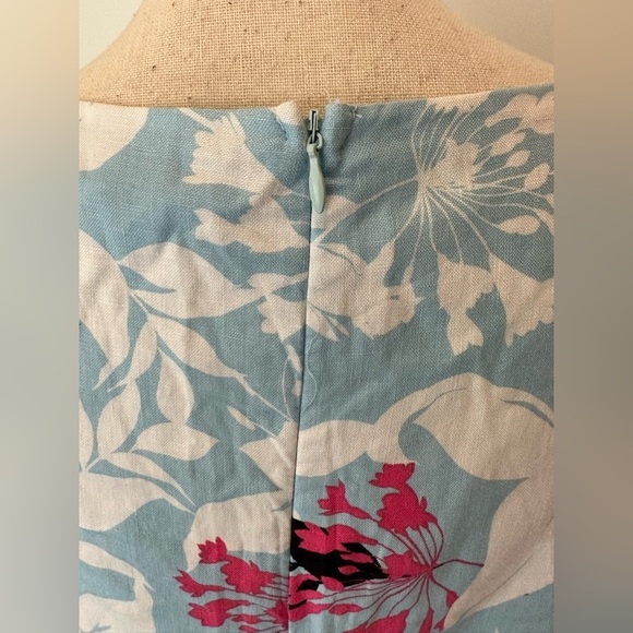 W Lane Frill Fern Dress Blue Pink Floral MIDI Faux Wrap Tie Waist SZ 20 NWT - Picture 12 of 12